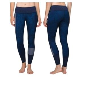 Lululemon Wunder Under Full-On Luon Pants (Sashiko), Women's Size 8, Navy Blue S